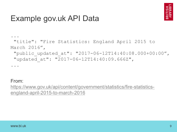 Example gov.uk API Data