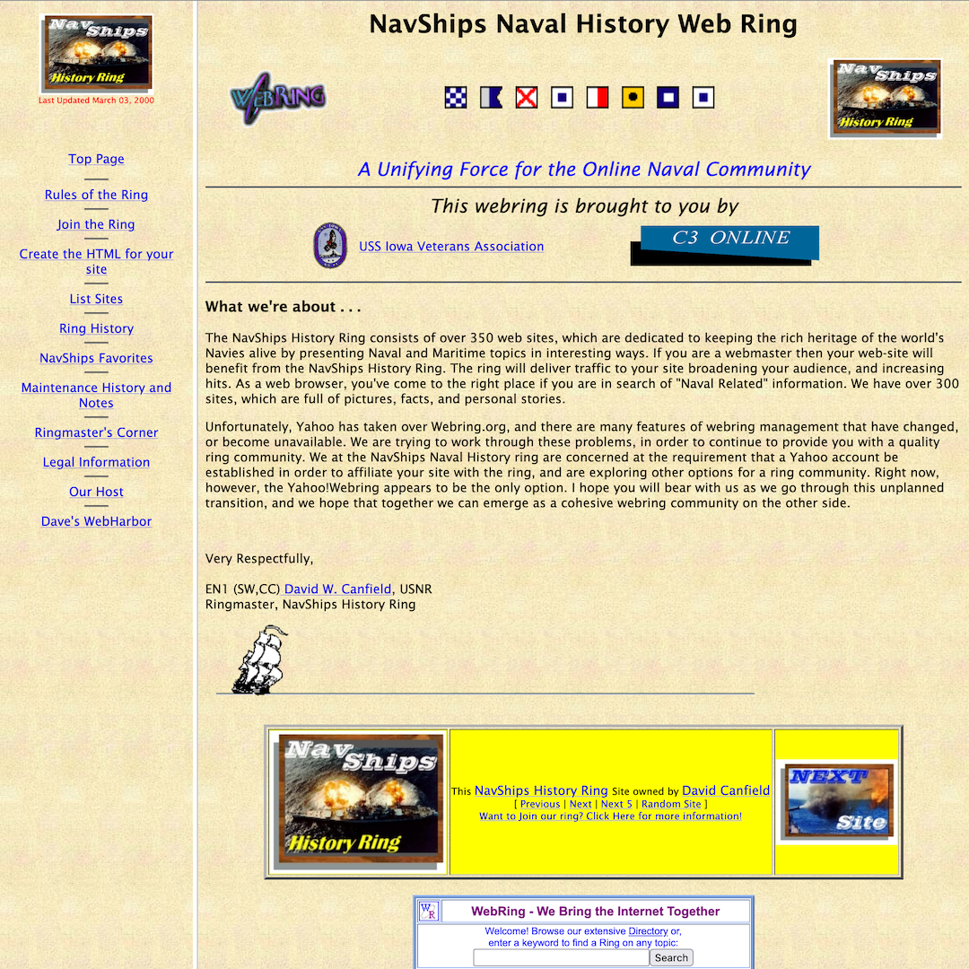 Navel History web ring homepage